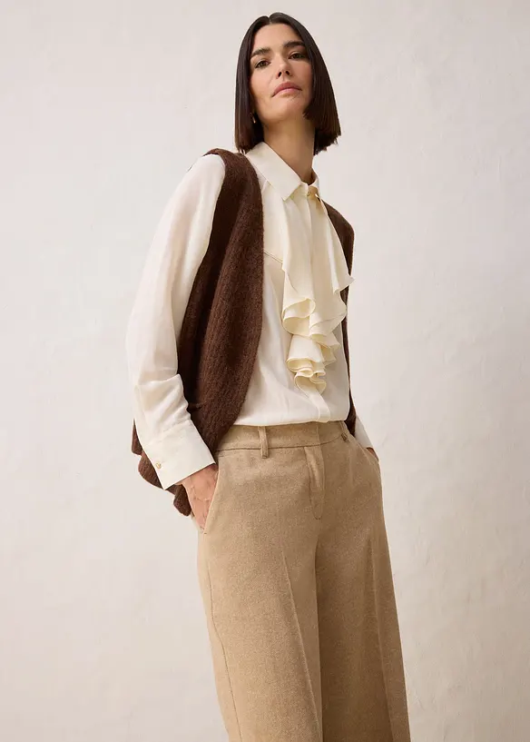 Pantalon à motif chevrons, laine majoritaire, bonprix