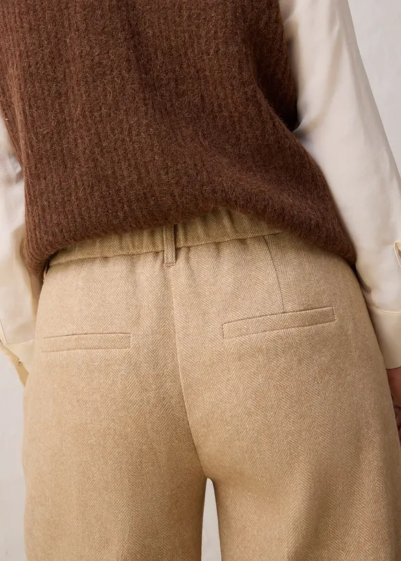 Pantalon à motif chevrons, laine majoritaire, bonprix