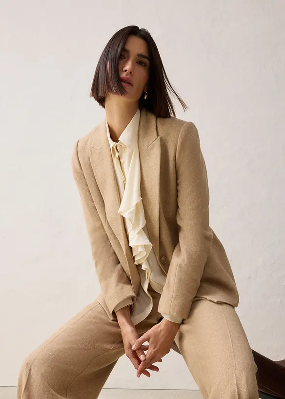 Blazer à motif chevrons, laine majoritaire, bonprix