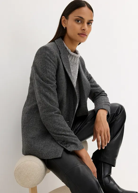 Blazer à motif chevrons, laine majoritaire, bonprix