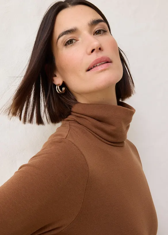 T-shirt col roulé en laine mélangée, bonprix