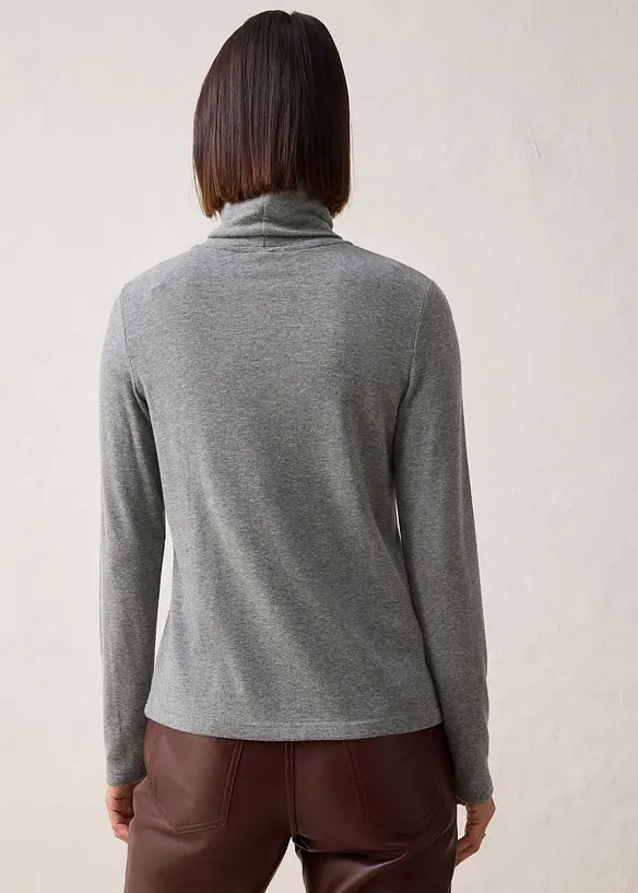 T-shirt col roulé en laine mélangée, bonprix