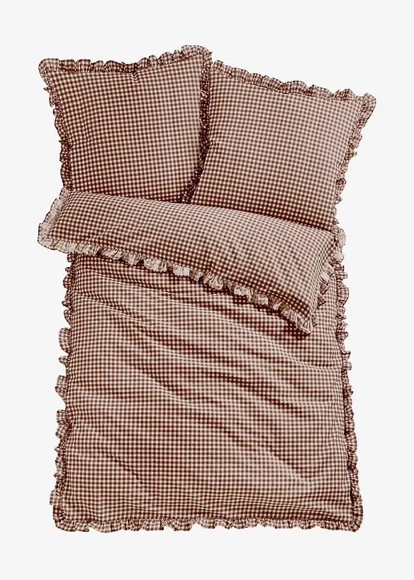 Parure de lit avec finitions volant&eacute;es, bonprix