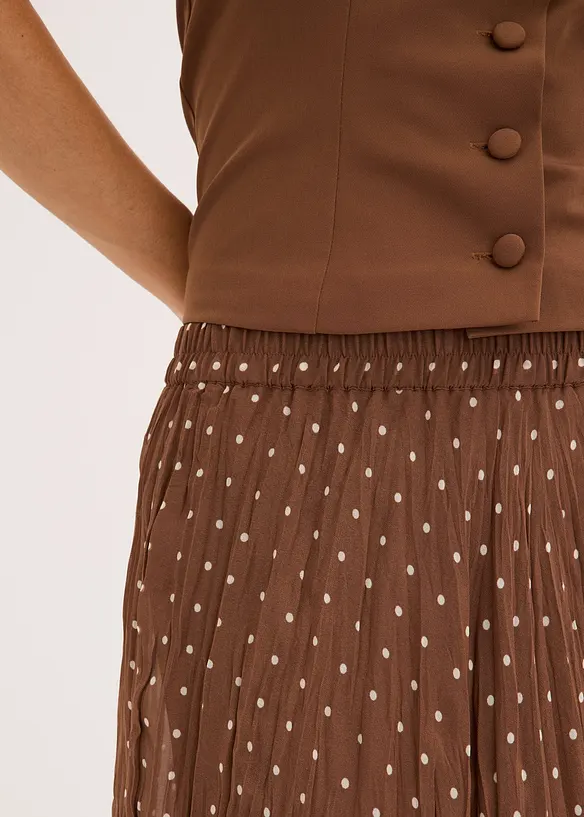 Belle Jupe En Mousseline Effet Froiss Avec Taille lastiqu e Marron 