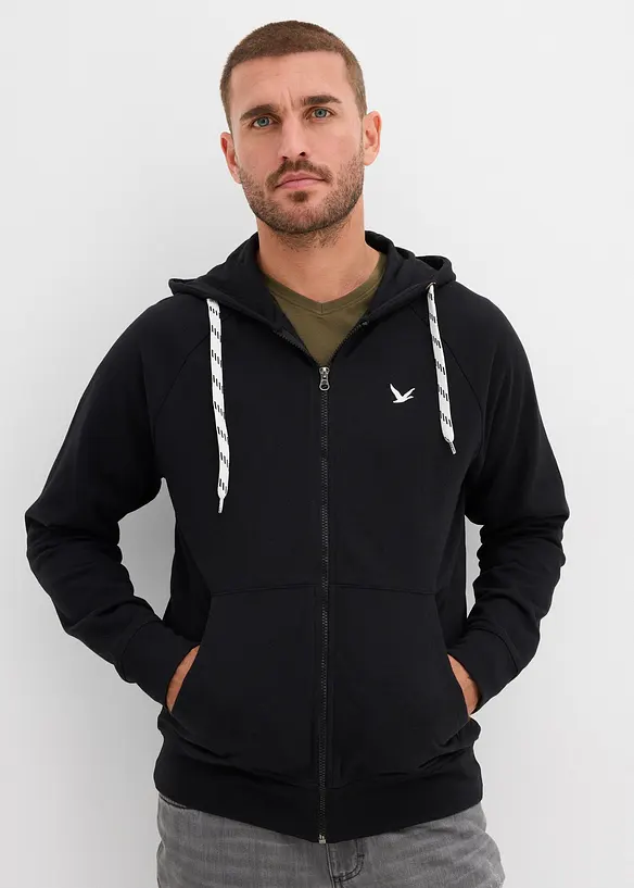 Sweat zipp&eacute; &agrave; capuche et d&eacute;tails contrast&eacute;s, bonprix