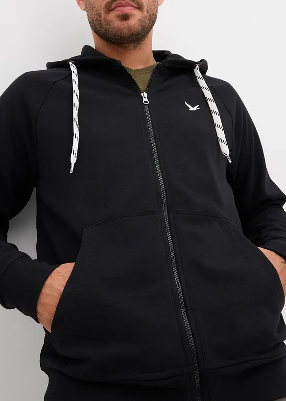 Sweat zipp&eacute; &agrave; capuche et d&eacute;tails contrast&eacute;s, bonprix
