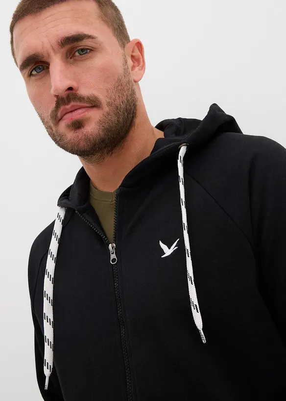 Sweat zipp&eacute; &agrave; capuche et d&eacute;tails contrast&eacute;s, bonprix