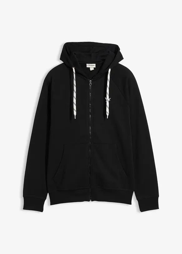 Sweat zipp&eacute; &agrave; capuche et d&eacute;tails contrast&eacute;s, bonprix