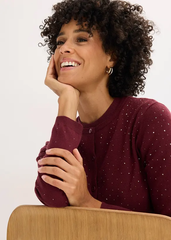 Gilet en maille avec strass, bonprix