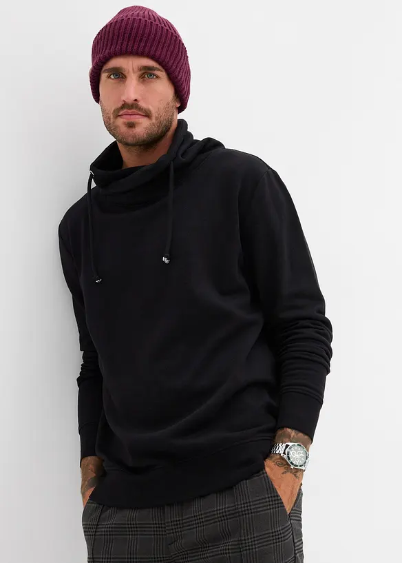 Sweat col châle 100% coton, bonprix