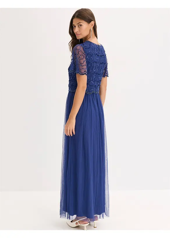 Robe longue en tulle fin avec sequins brodés, bonprix