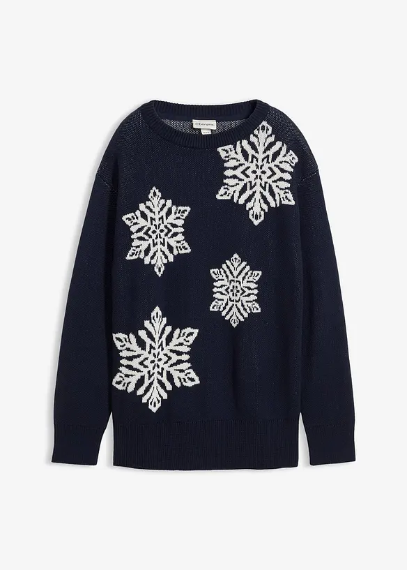 Pull col rond avec flocons de neige, bonprix