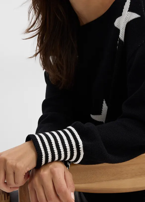 Pull jacquard &agrave; imprim&eacute; &eacute;toiles, bonprix