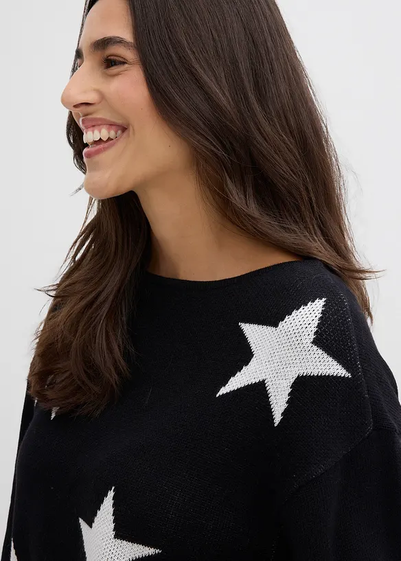 Pull jacquard &agrave; imprim&eacute; &eacute;toiles, bonprix