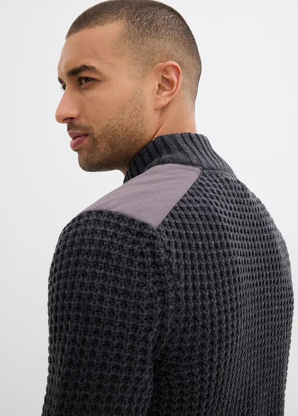 Gilet en grosse maille point de riz avec poche poitrine, bonprix