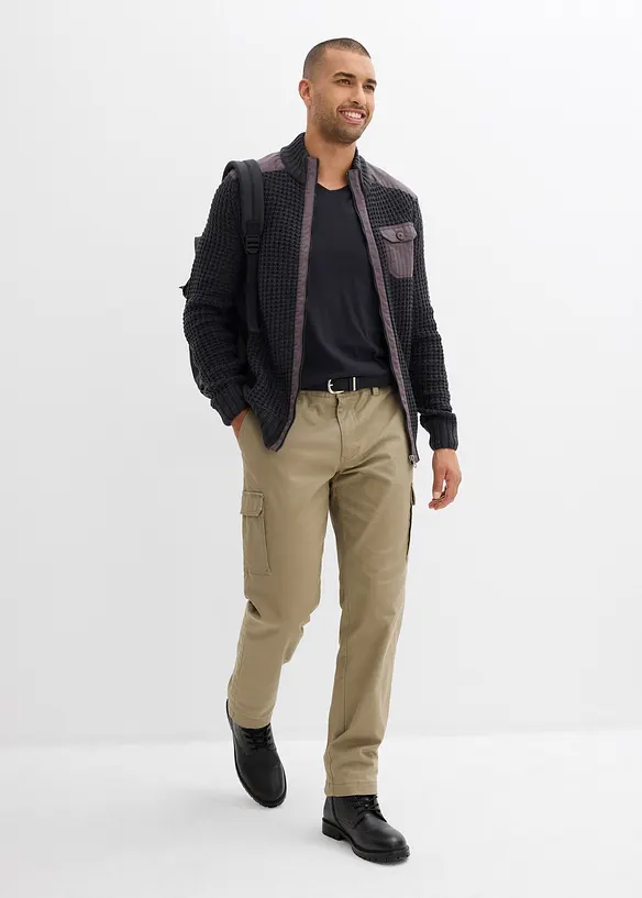 Gilet en grosse maille point de riz avec poche poitrine, bonprix