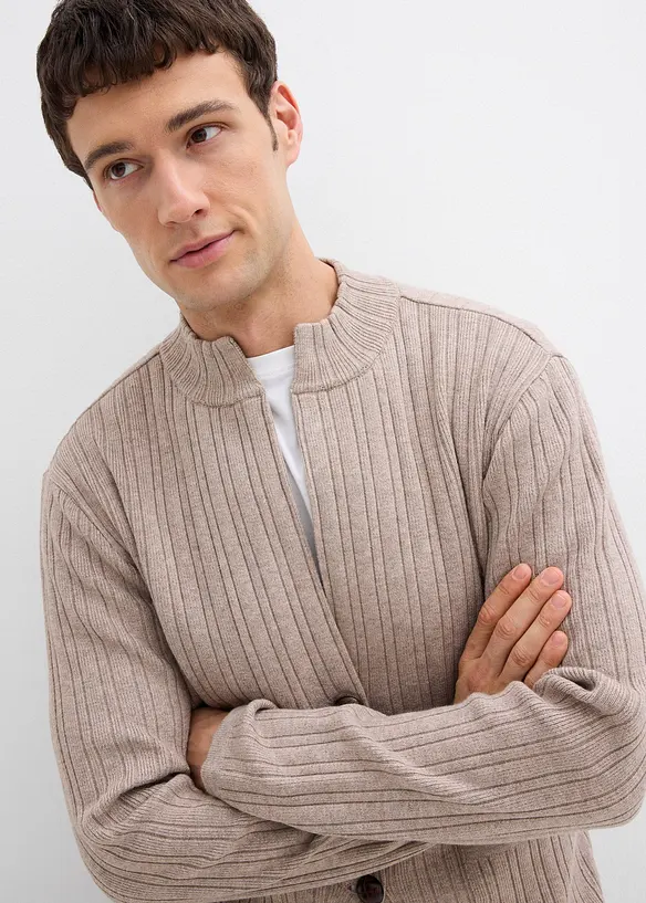 Gilet en fine maille côtelée, bonprix