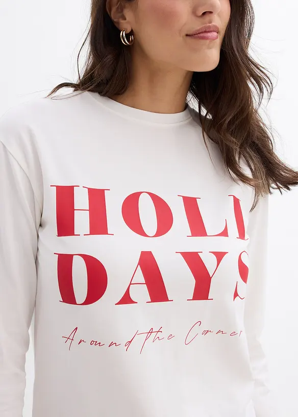 T-shirt manches longues en coton extensible, bonprix