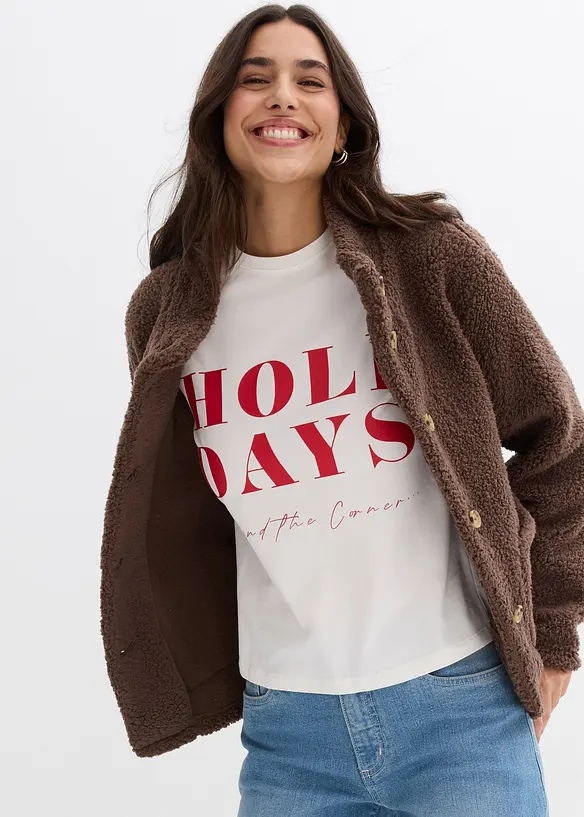 T-shirt manches longues en coton extensible, bonprix