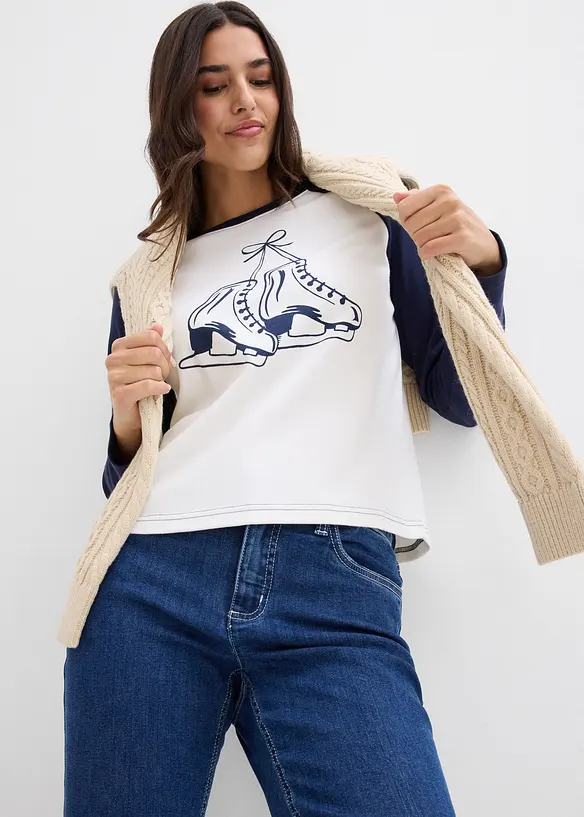 T-shirt 100% coton à manches raglan, bonprix