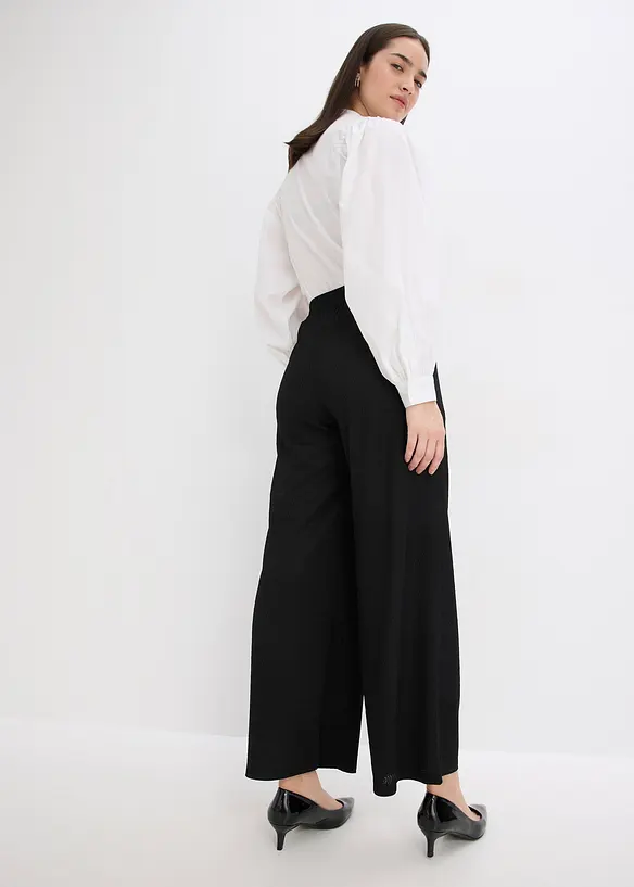 Pantalon en jersey texturé avec application de perles, bonprix