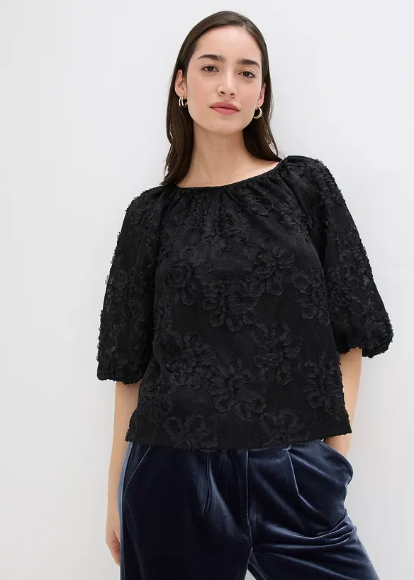 Blouse à motif floral texturé, bonprix