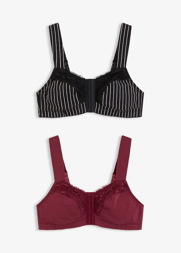 Lot de 2 soutiens-gorge à fermeture devant, sans armatures, bonprix