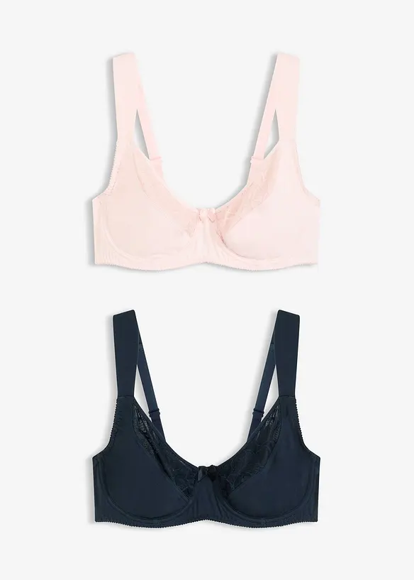 Lot de 2 soutiens-gorge à armatures et dentelle, bonprix