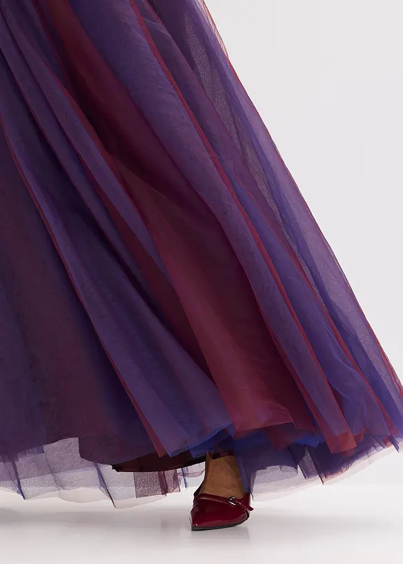 Robe longue en tulle délicat avec dentelle, bonprix