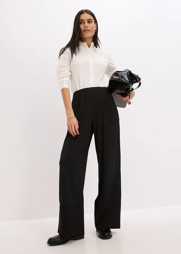 Pantalon en jersey avec empiècements satin, bonprix
