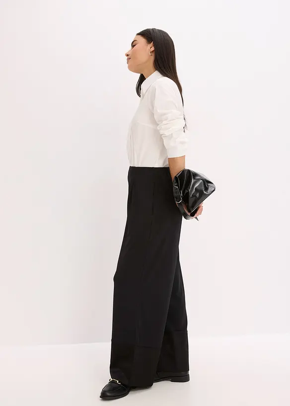 Pantalon en jersey avec empiècements satin, bonprix