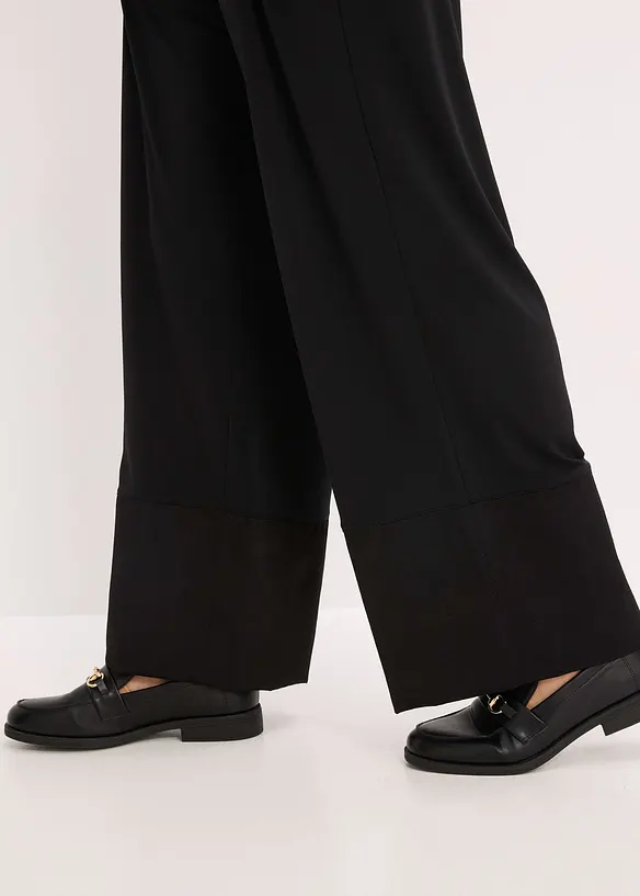 Pantalon en jersey avec empiècements satin, bonprix