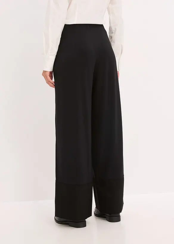 Pantalon en jersey avec empiècements satin, bonprix