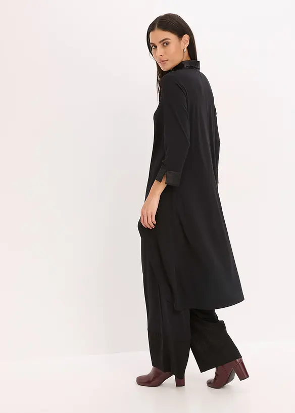 Chemisier en jersey à empiècements en satin, bonprix