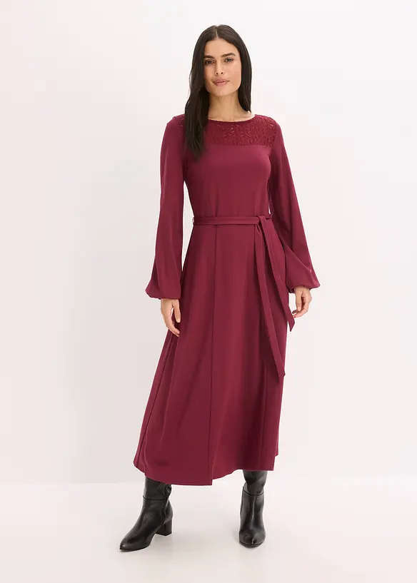 Robe en Punto di Roma avec dentelle, bonprix