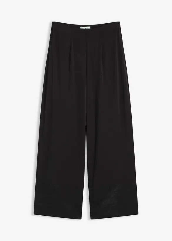 Pantalon en jersey avec empiècements satin, bonprix