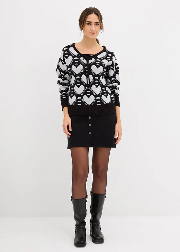 Pull en fine maille jacquard, bonprix
