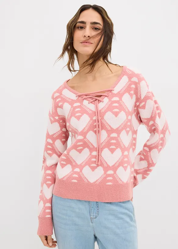 Pull en fine maille jacquard, bonprix