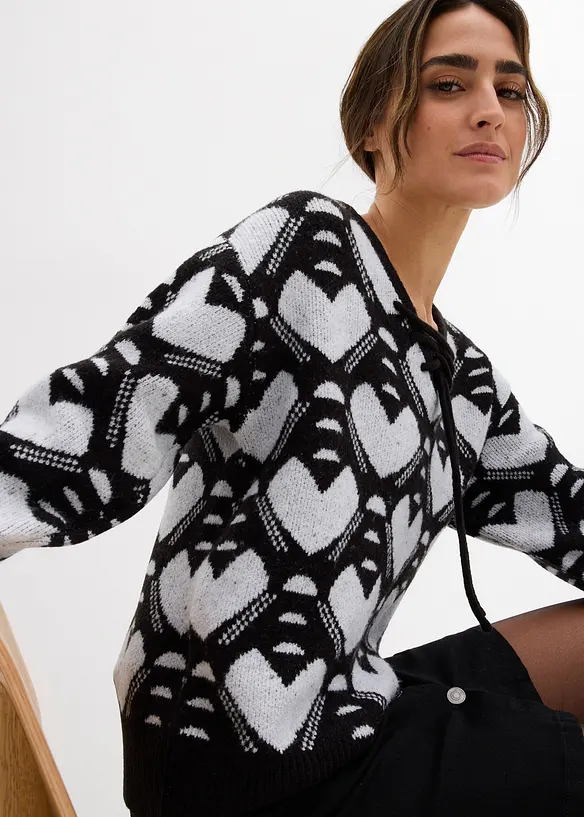 Pull en fine maille jacquard, bonprix