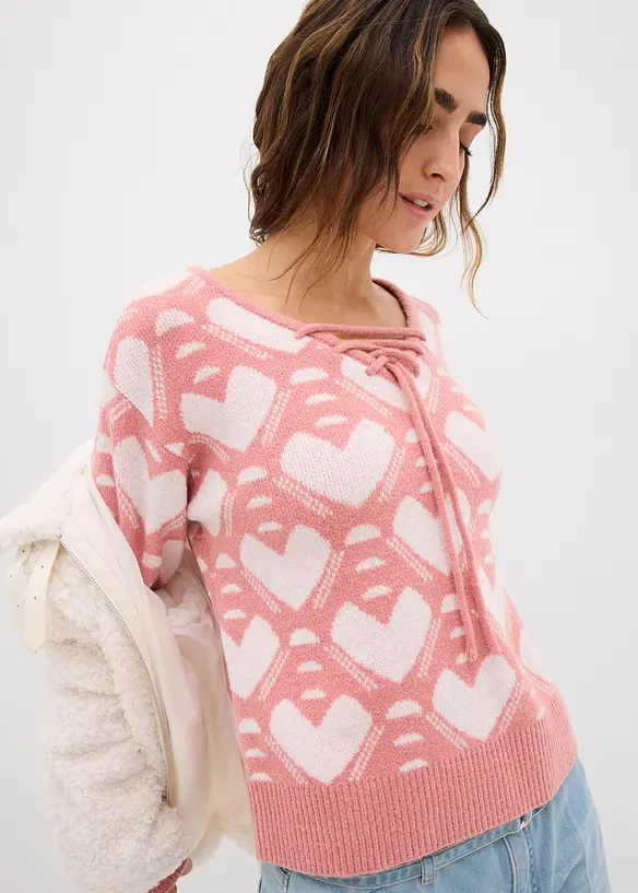 Pull en fine maille jacquard, bonprix