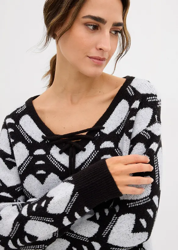 Pull en fine maille jacquard, bonprix