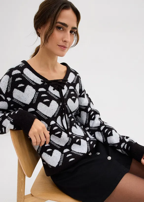 Pull en fine maille jacquard, bonprix