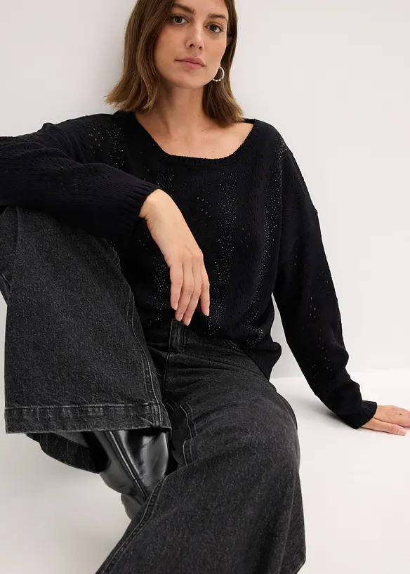 Pull en maille ajourée, bonprix