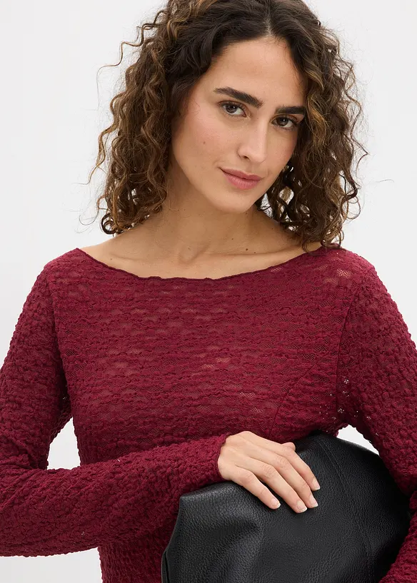 T-shirt manches longues en dentelle, bonprix