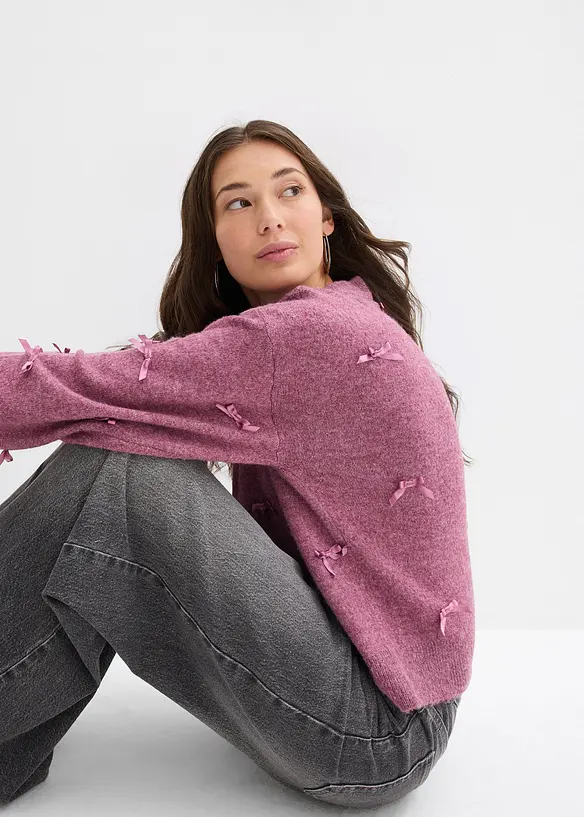 Gilet en fine maille avec petits nœuds, bonprix