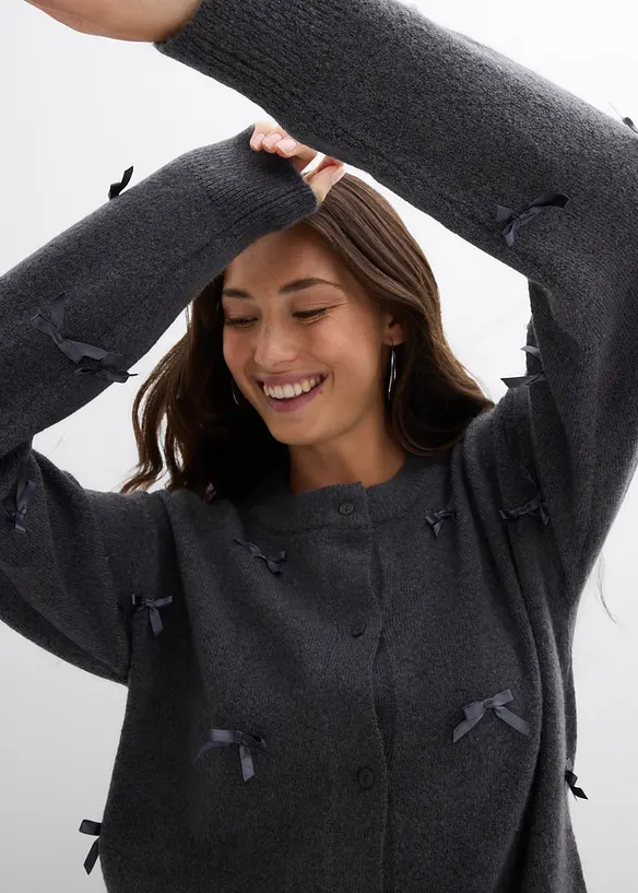 Gilet en fine maille avec petits nœuds, bonprix