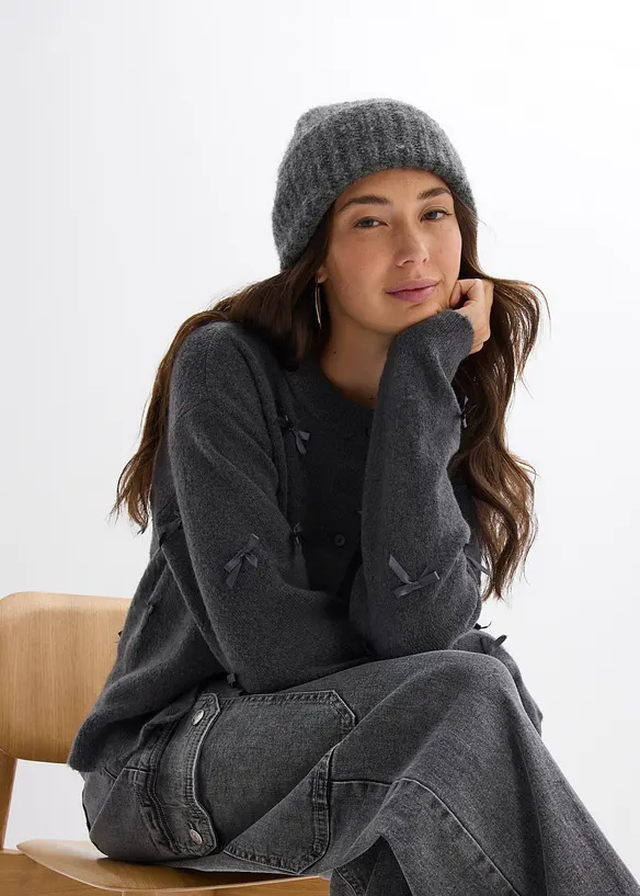 Gilet en fine maille avec petits nœuds, bonprix