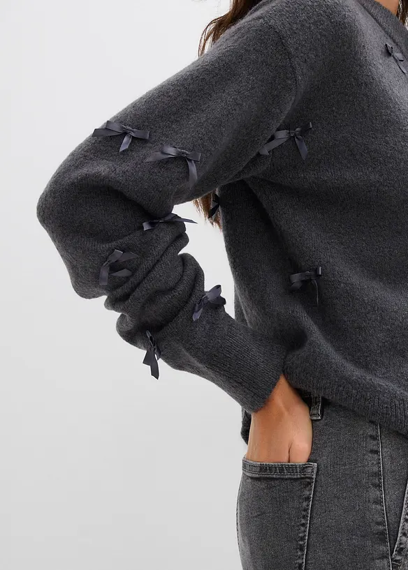 Gilet en fine maille avec petits nœuds, bonprix