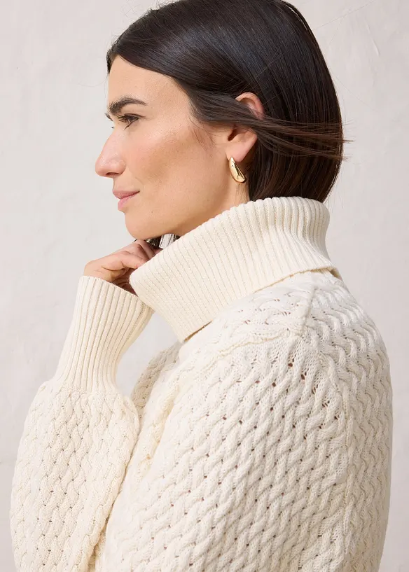 Pull col roulé avec laine mérinos, bonprix