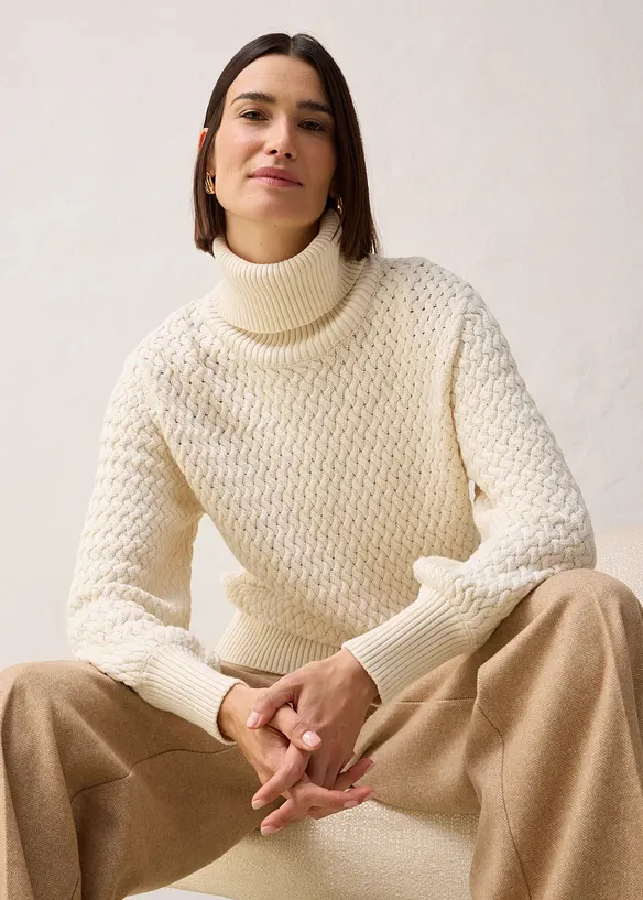 Pull col roulé avec laine mérinos, bonprix